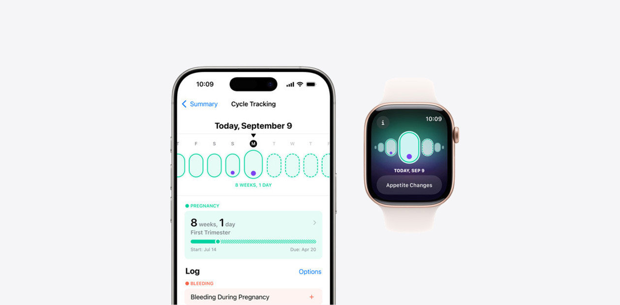 Die Zyklusprotokoll App auf dem iPhone und der Apple Watch.