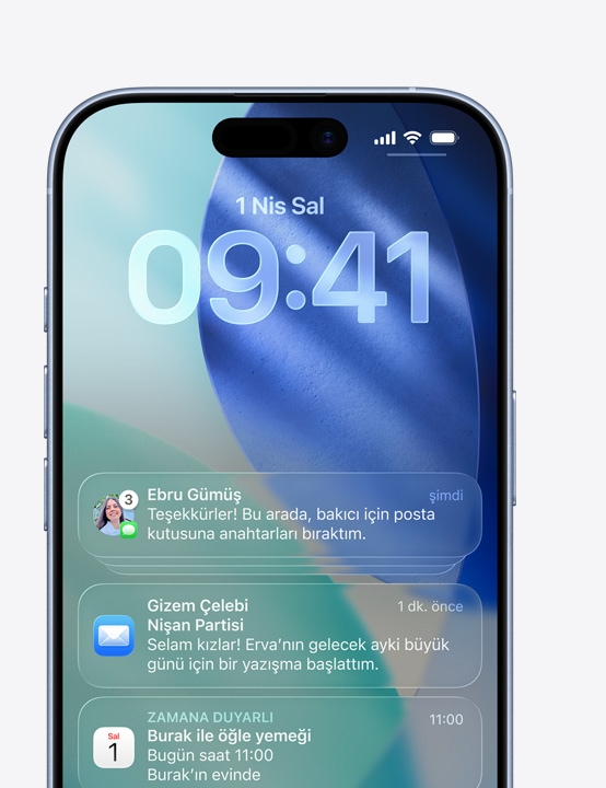 iPhone ekranında bildirim penceresi mesajları gösteriliyor