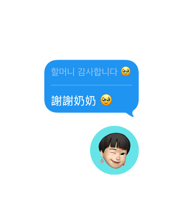 即時翻譯功能將訊息 app 內的文字轉換為中文